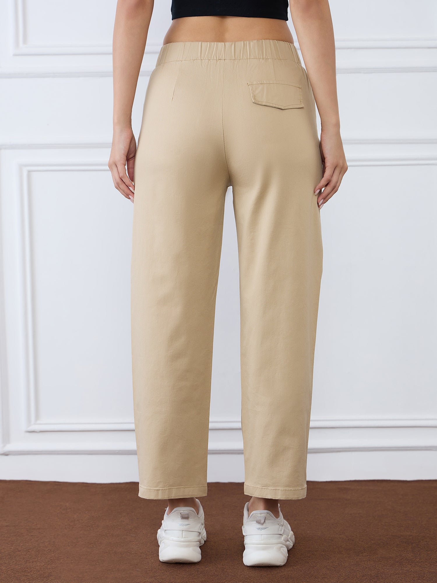 Iconic Women Brown Straight Fit Solid Trouser