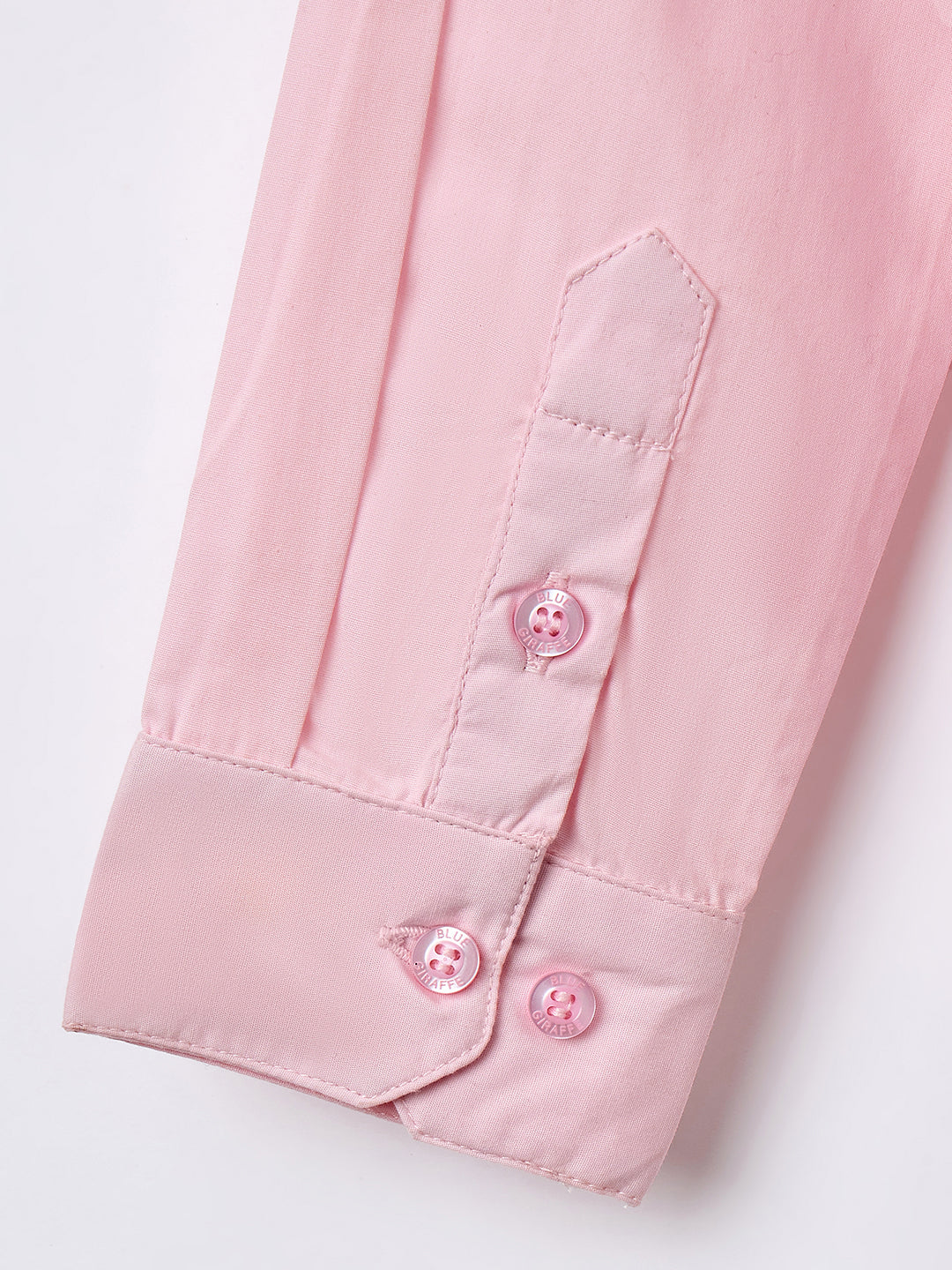 Blue Giraffe Boys Pink Solid Collar Shirt