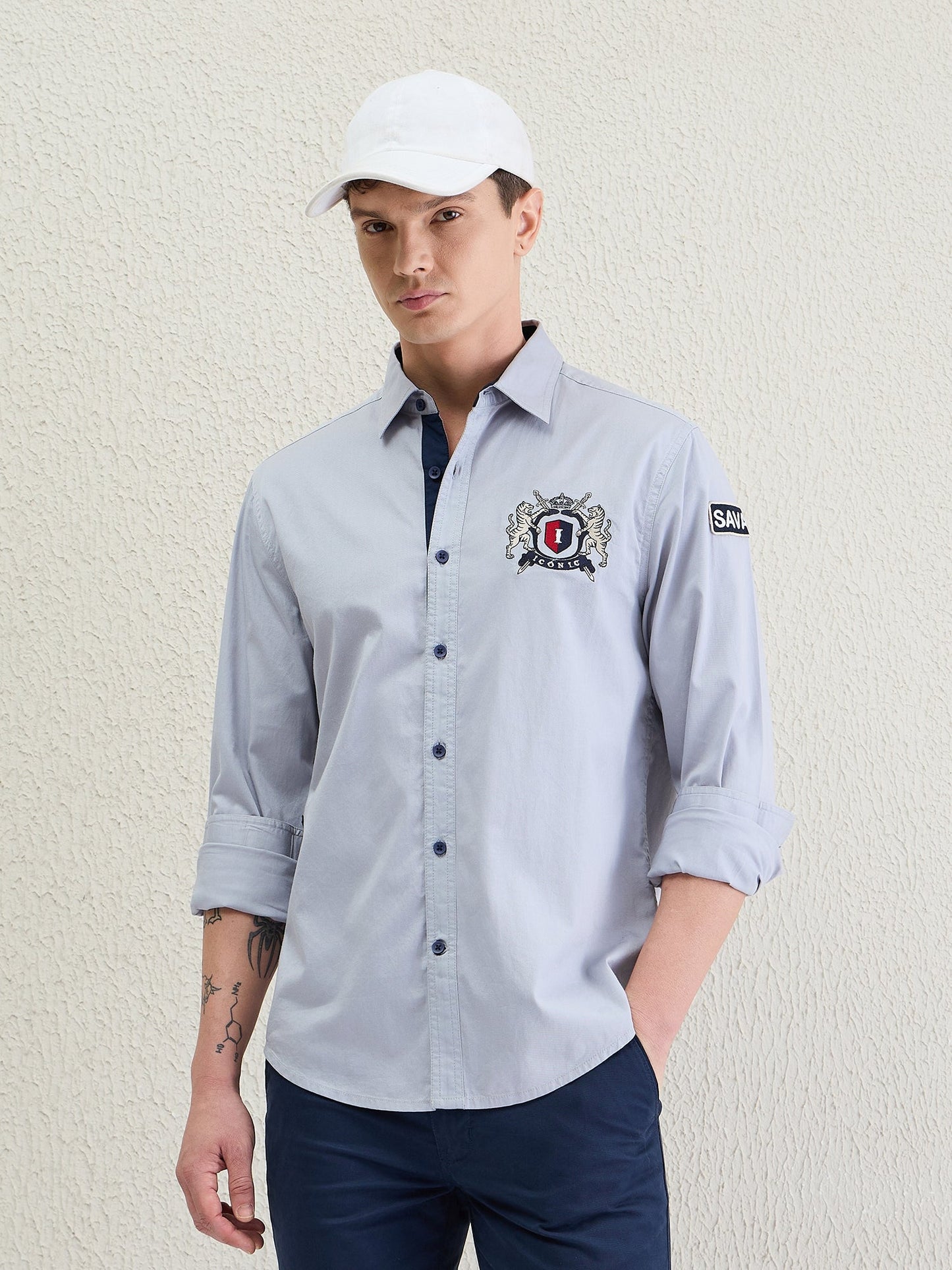 Iconic Men Grey Shirt