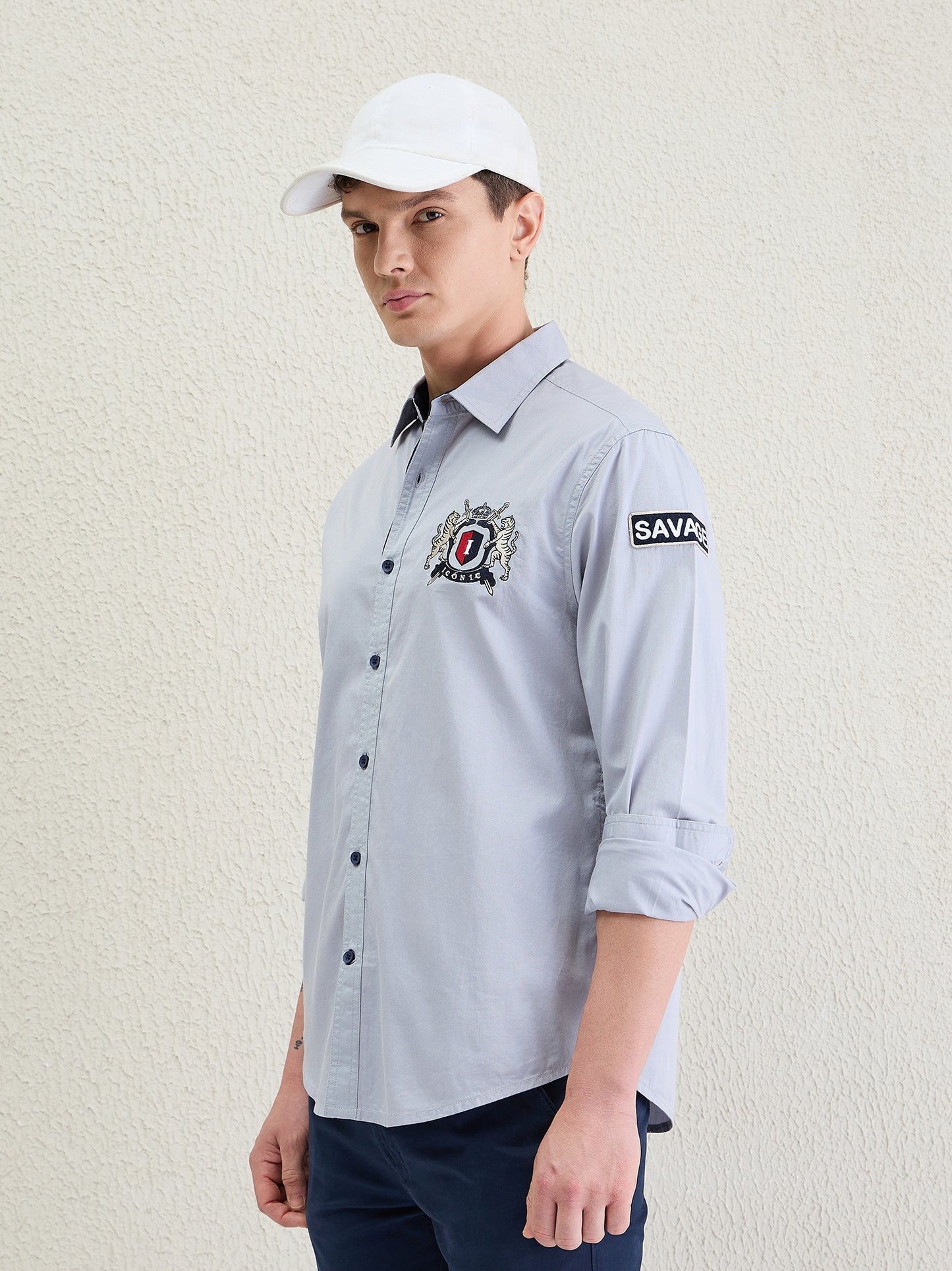 Iconic Men Grey Shirt