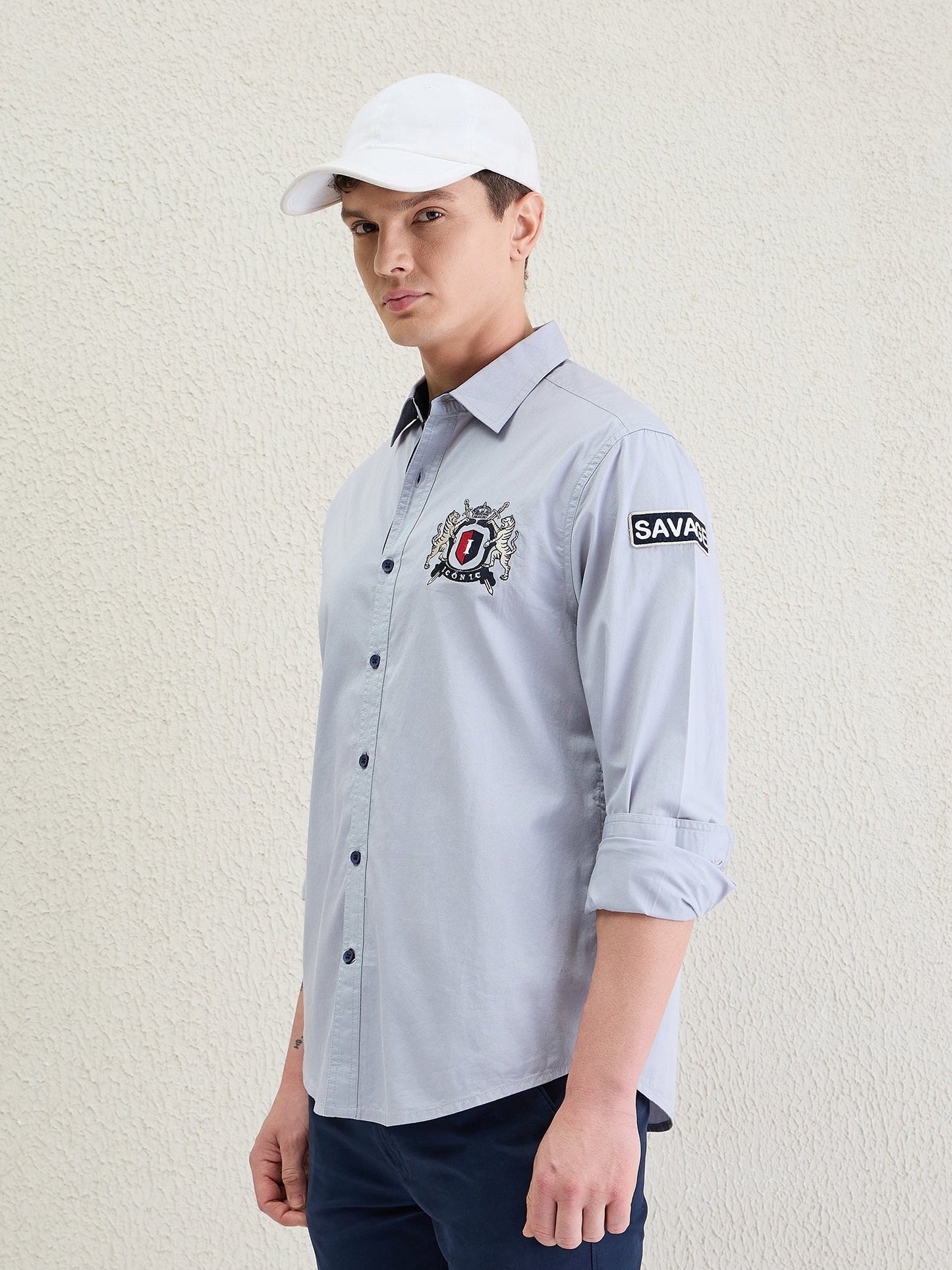 Iconic Men Grey Shirt