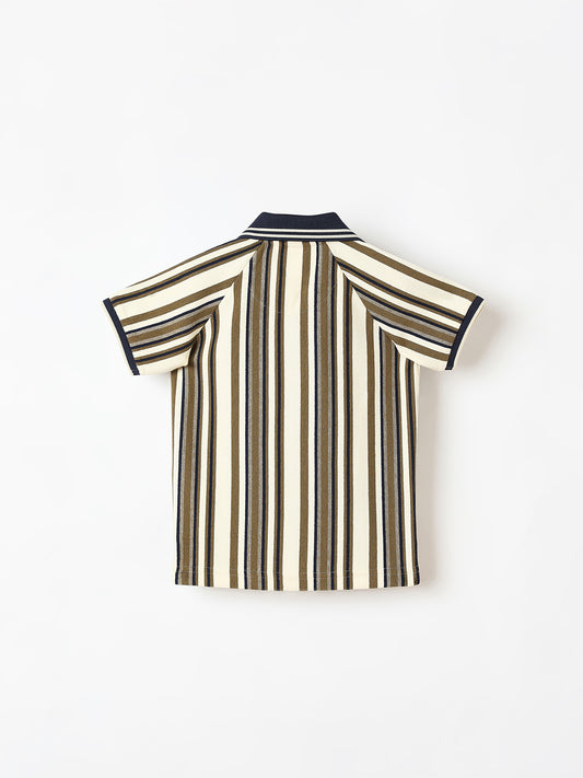 Blue Giraffe Boys White Polo Tshirt