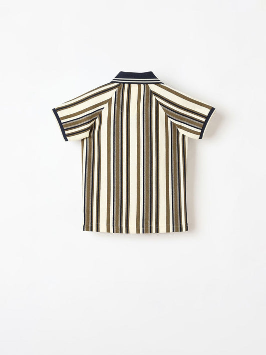 Blue Giraffe Boys White Polo Tshirt