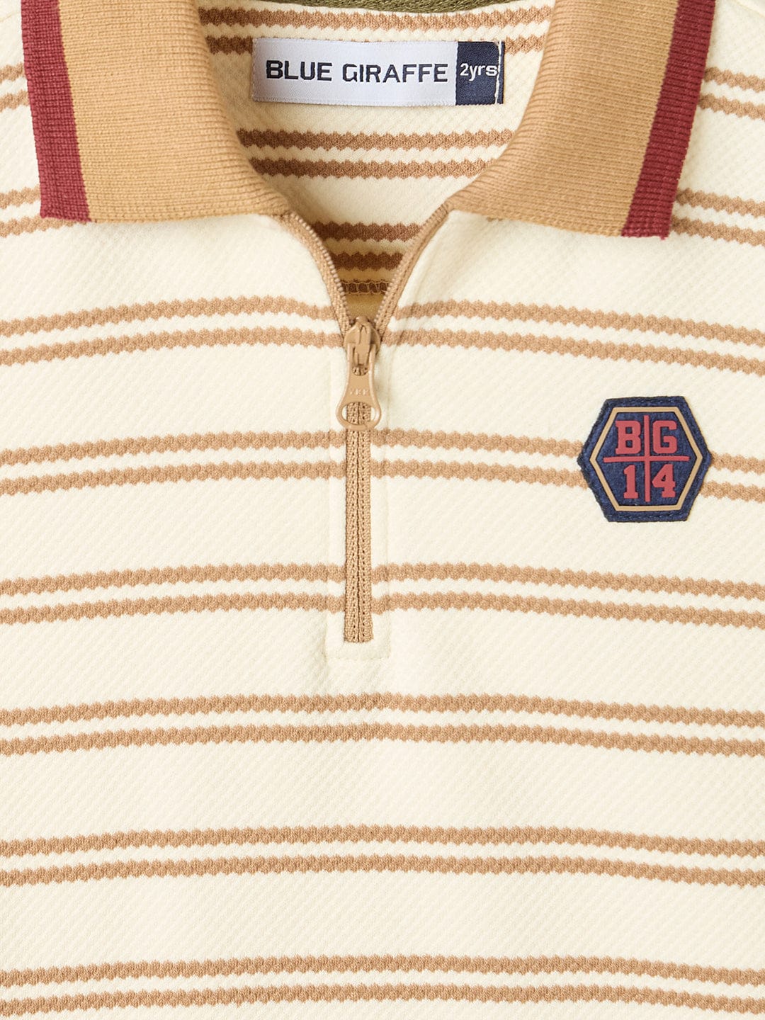 Blue Giraffe Boys White Solid Polo Tshirt