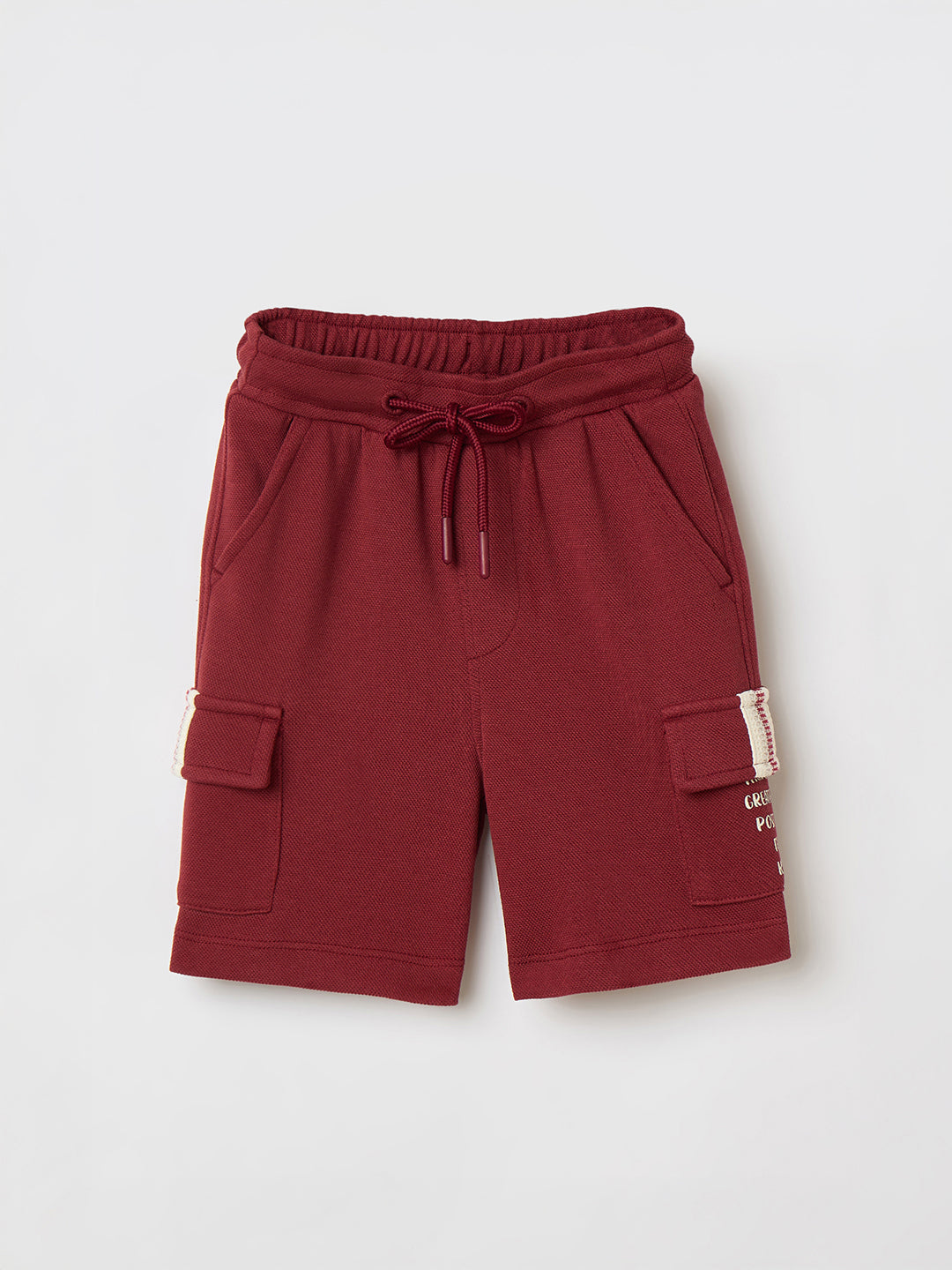 Blue Giraffe Boys Red Regular Fit Solid Shorts