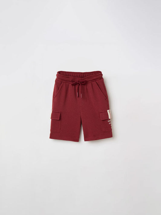 Blue Giraffe Boys Red Regular Fit Solid Shorts