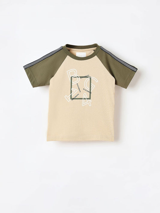 Blue Giraffe Boys Beige Tshirt