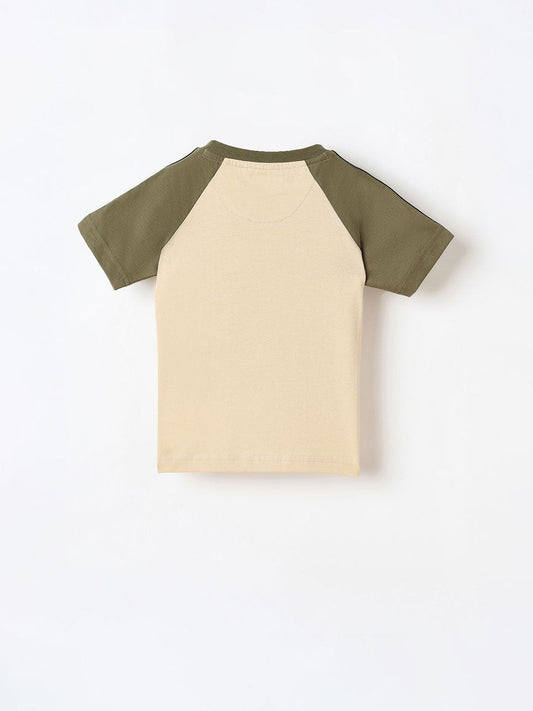 Blue Giraffe Boys Beige Tshirt