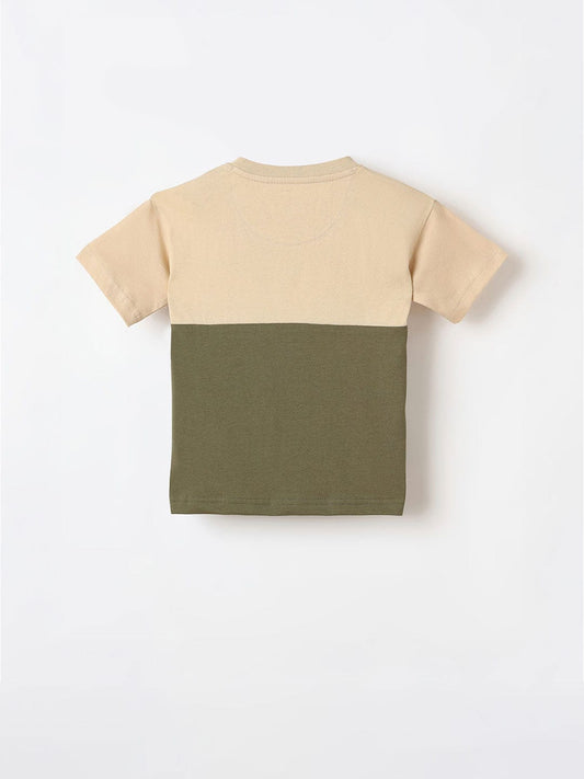 Blue Giraffe Boys Beige Tshirt