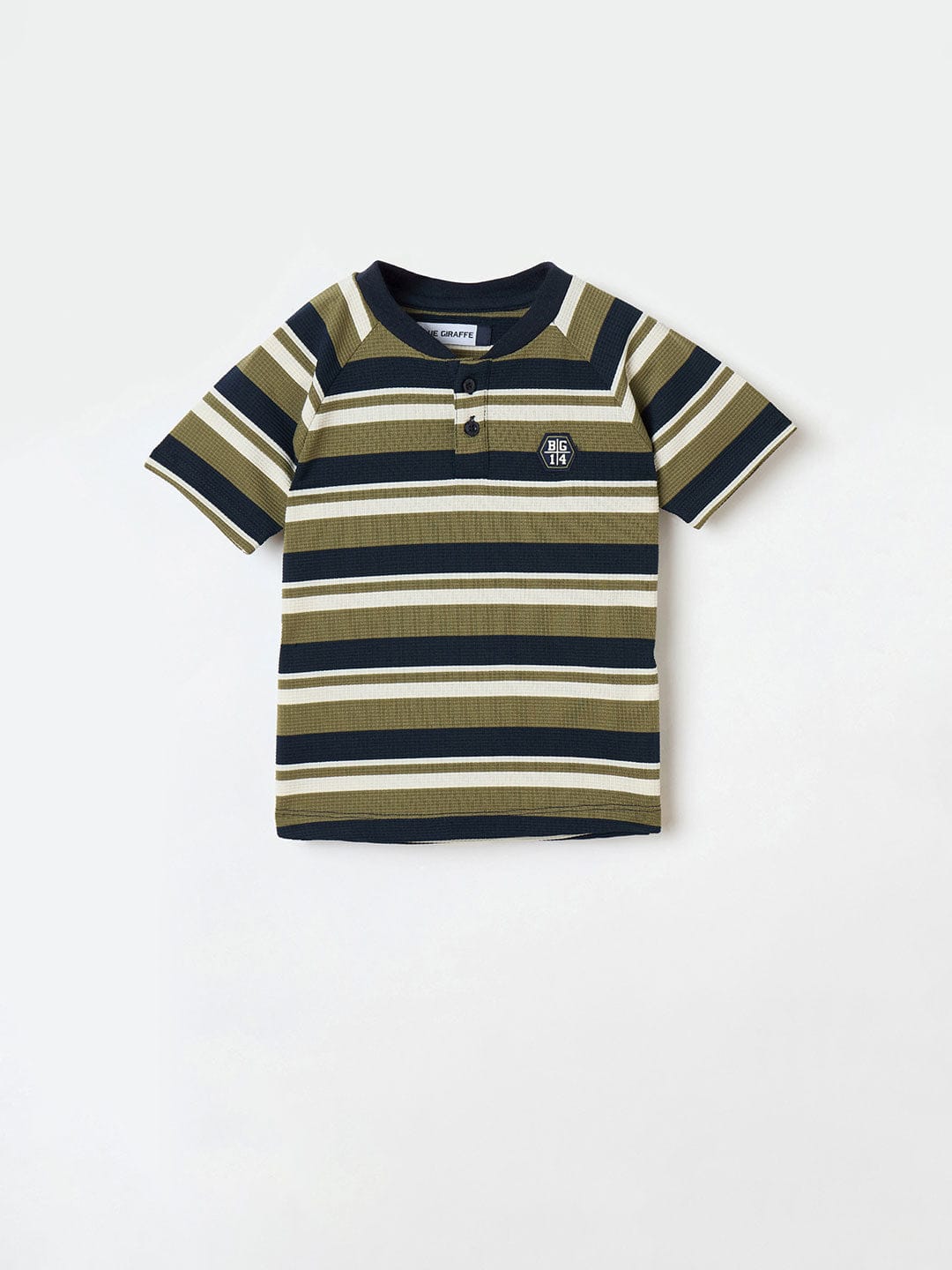 Blue Giraffe Boys Green Solid Tshirt