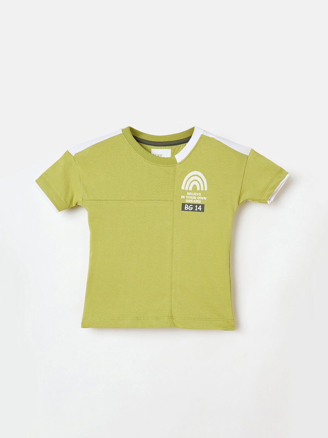 Blue Giraffe Boys Green Solid Tshirt
