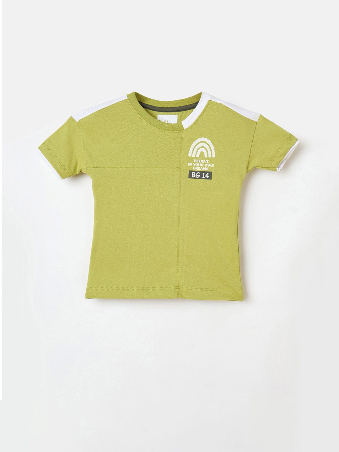 Blue Giraffe Boys Green Solid Tshirt