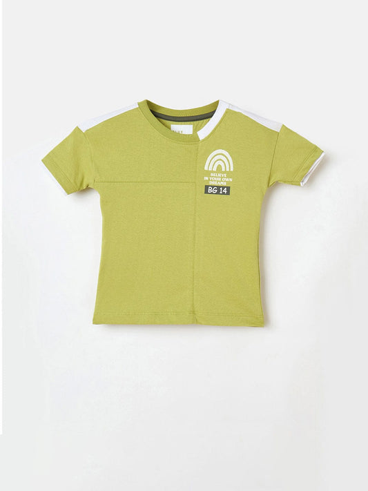 Blue Giraffe Boys Green Solid Tshirt