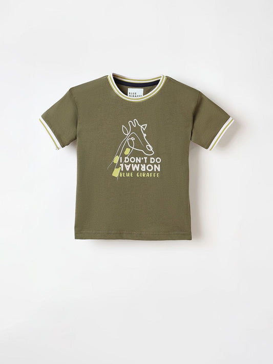 Blue Giraffe Boys Green Tshirt