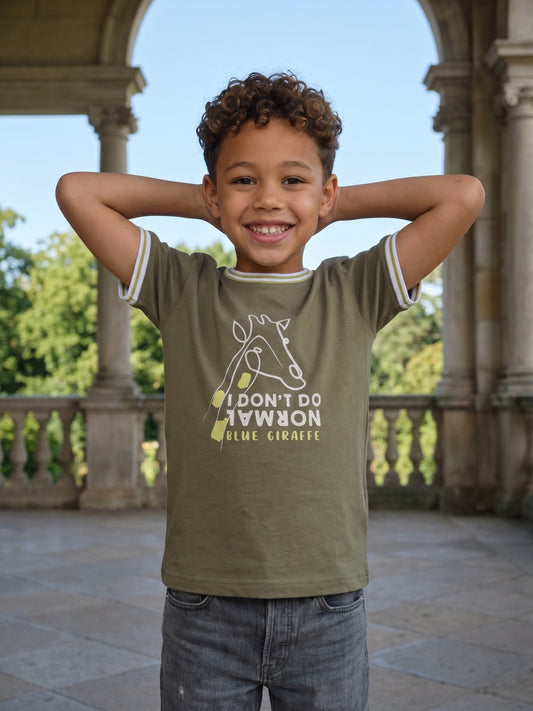 Blue Giraffe Boys Green Tshirt