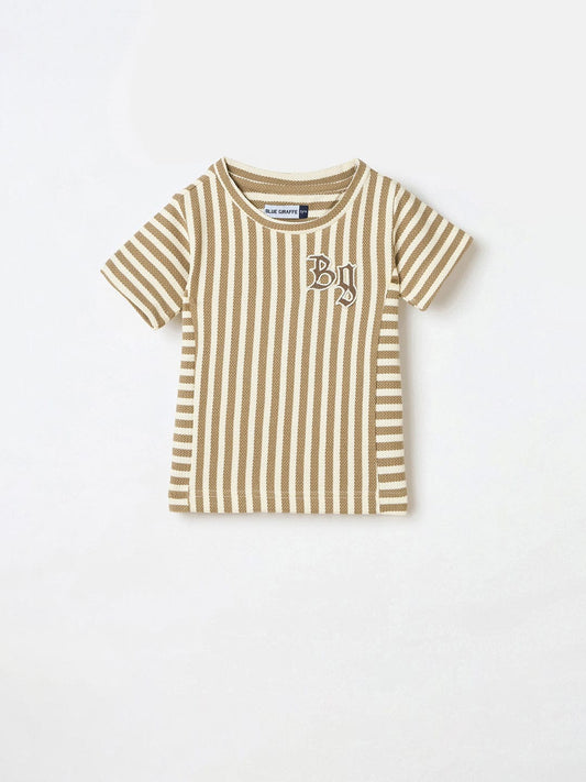 Blue Giraffe Boys White Solid Tshirt