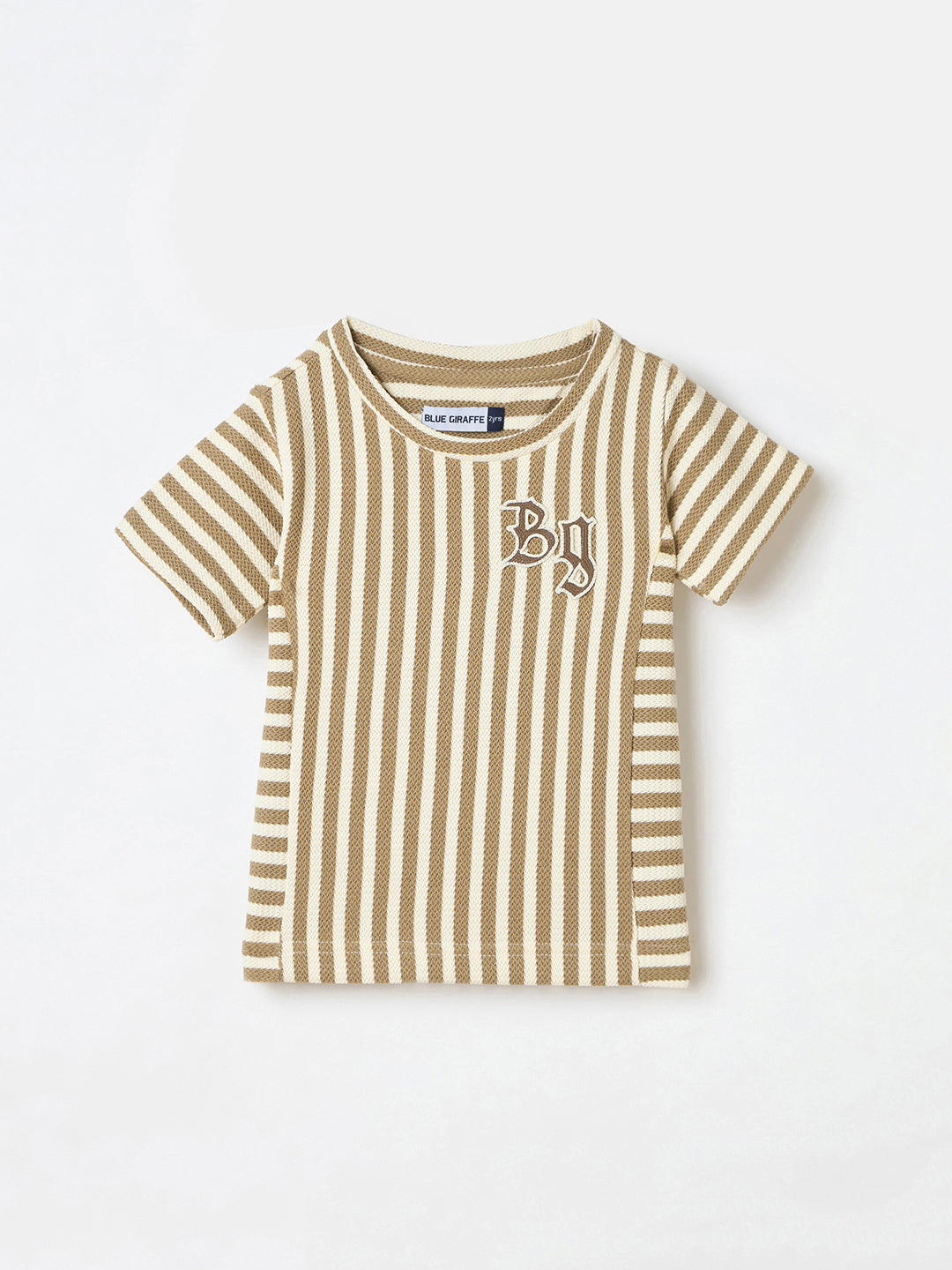 Blue Giraffe Boys White Solid Tshirt