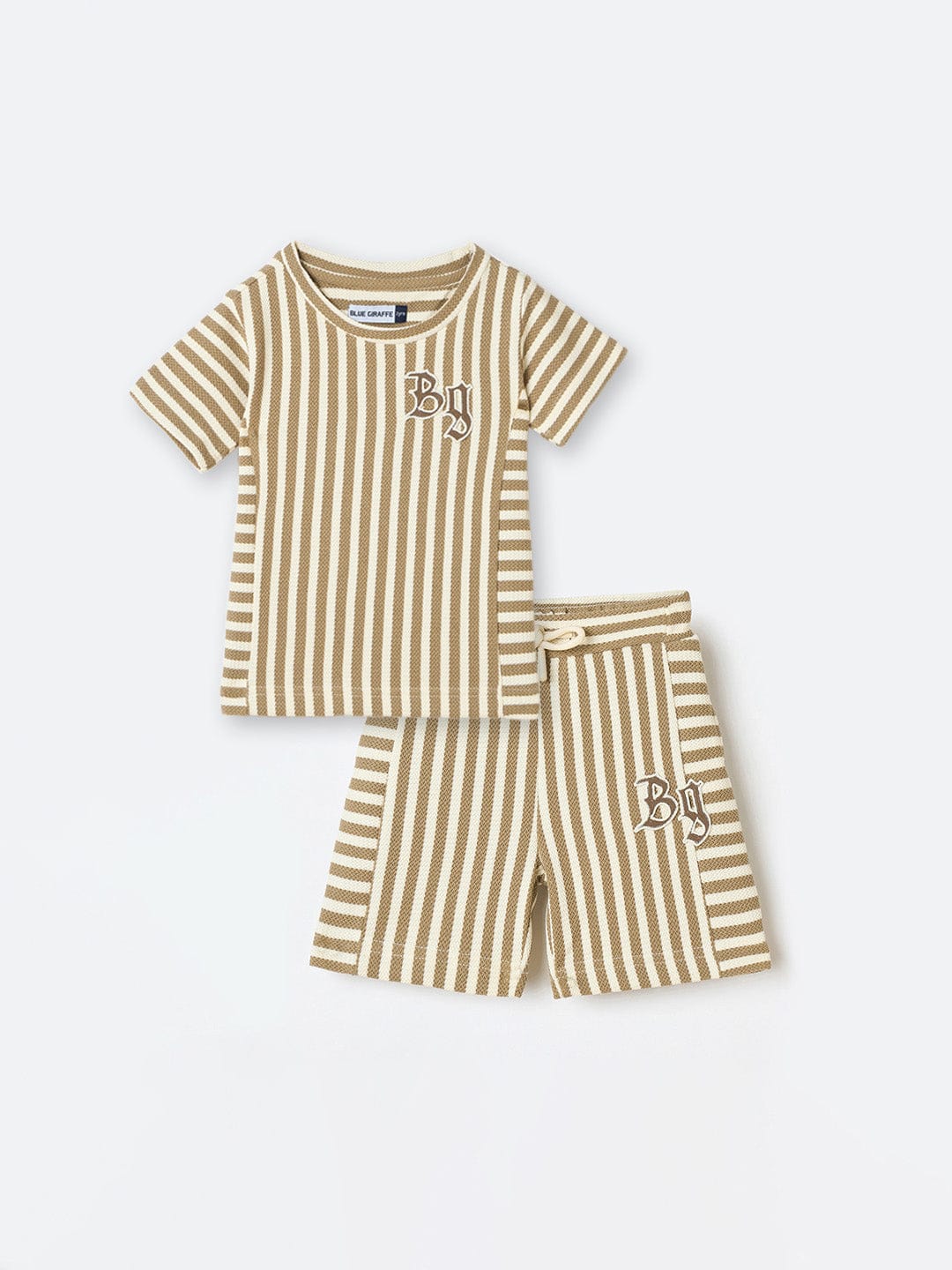 Blue Giraffe Boys White Solid Tshirt