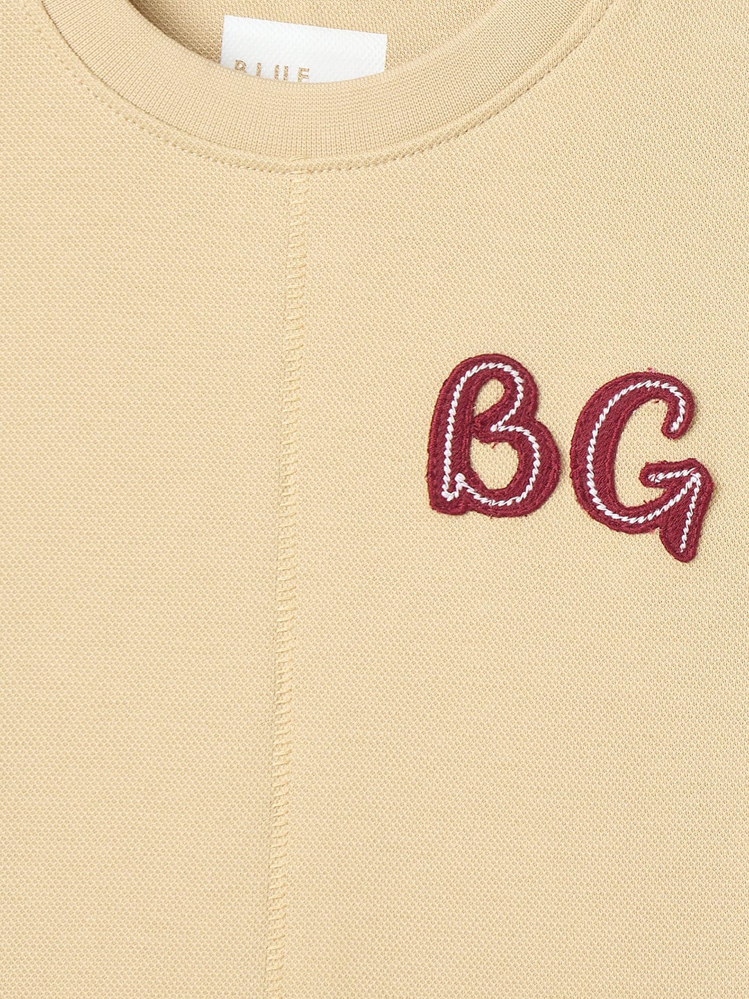 Blue Giraffe Boys Beige Solid Tshirt