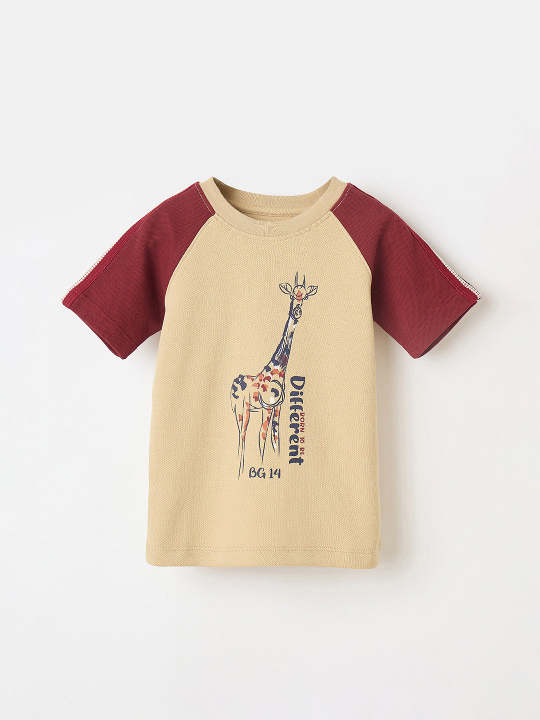 Blue Giraffe Boys Red Solid Tshirt