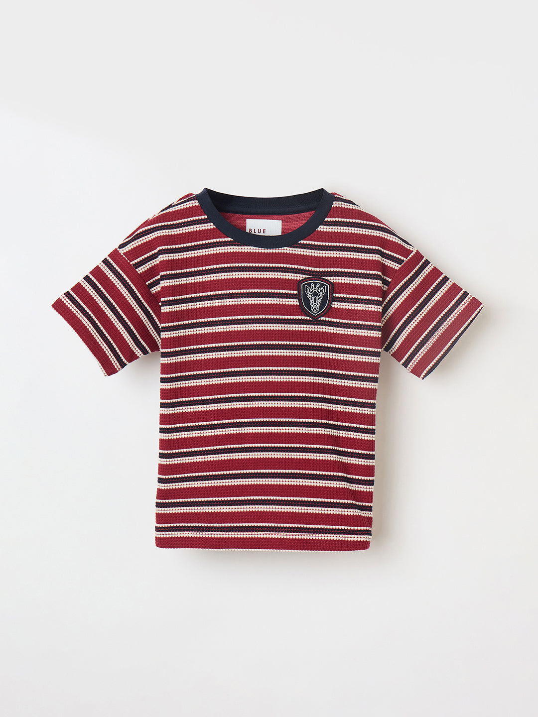 Blue Giraffe Boys Red Solid Tshirt