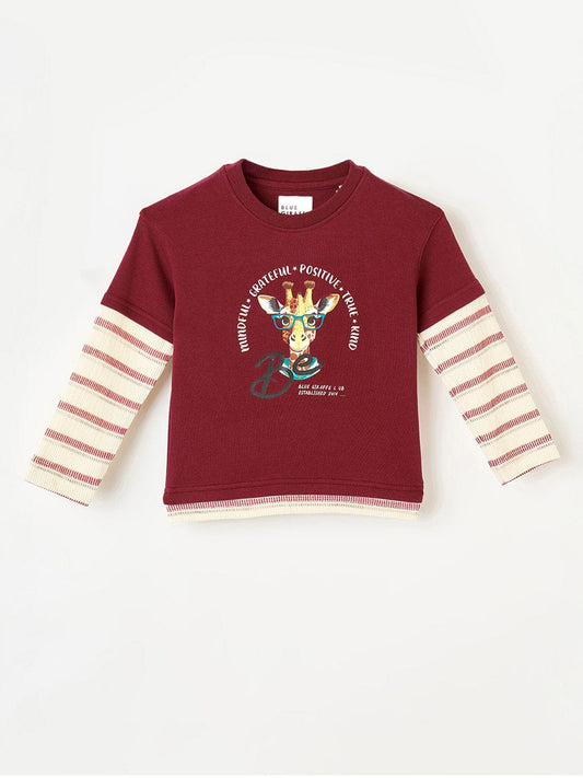Blue Giraffe Boys Red Solid Tshirt