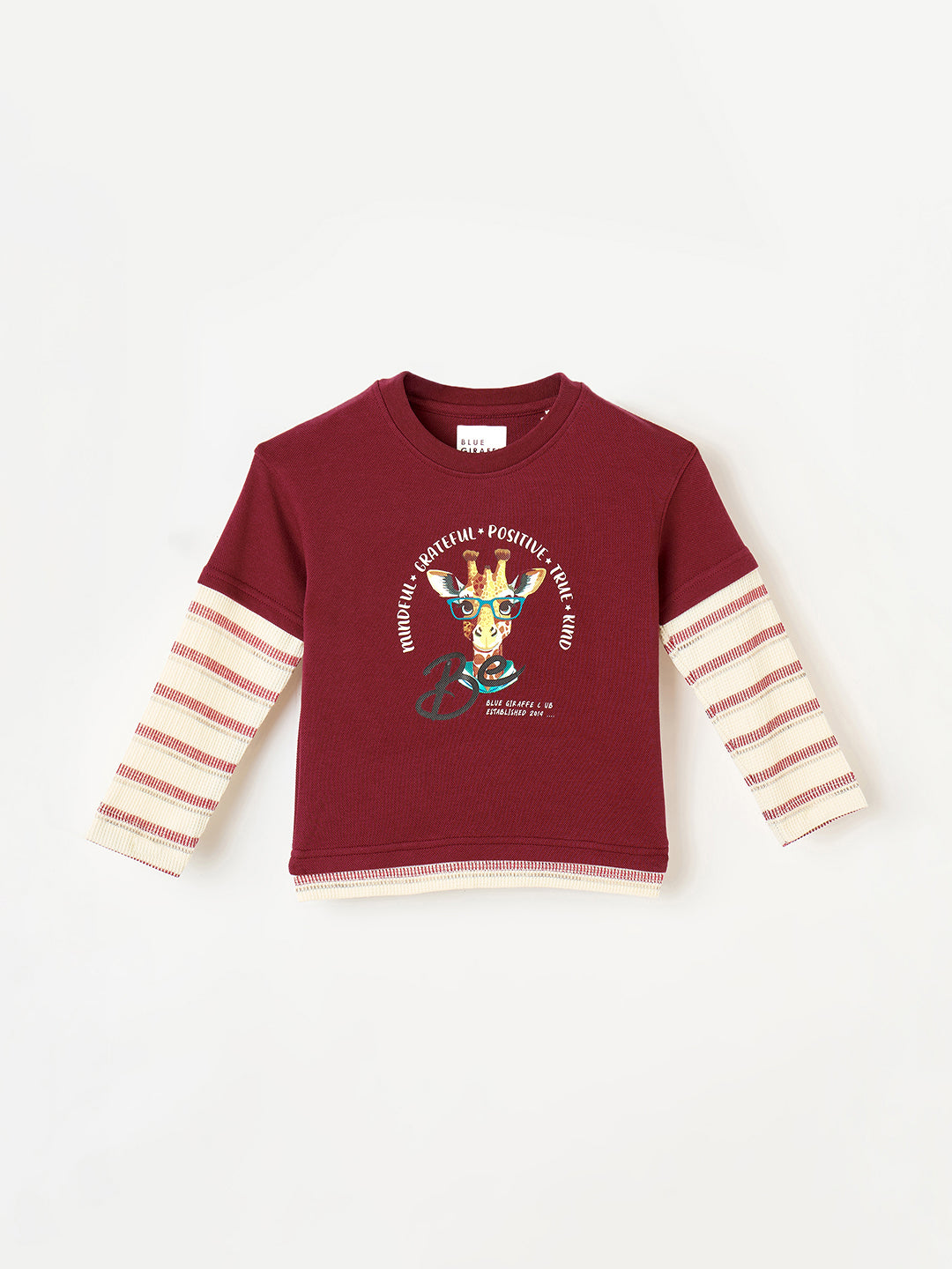 Blue Giraffe Boys Red Solid Tshirt