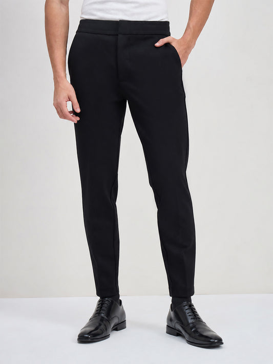 ICONIC Men Black Regular Fit Trouser