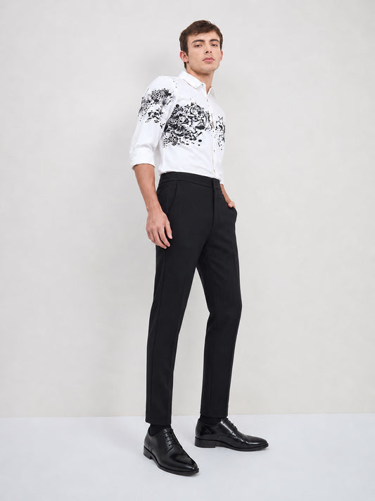 ICONIC Men Black Regular Fit Trouser