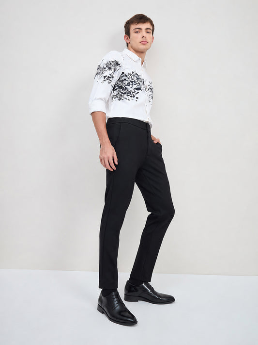 ICONIC Men Black Regular Fit Trouser