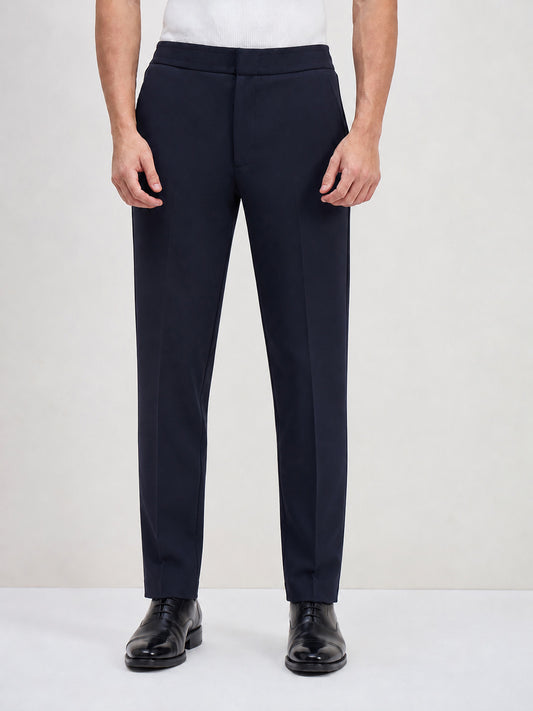 ICONIC Men Navy Blue Regular Fit Trouser