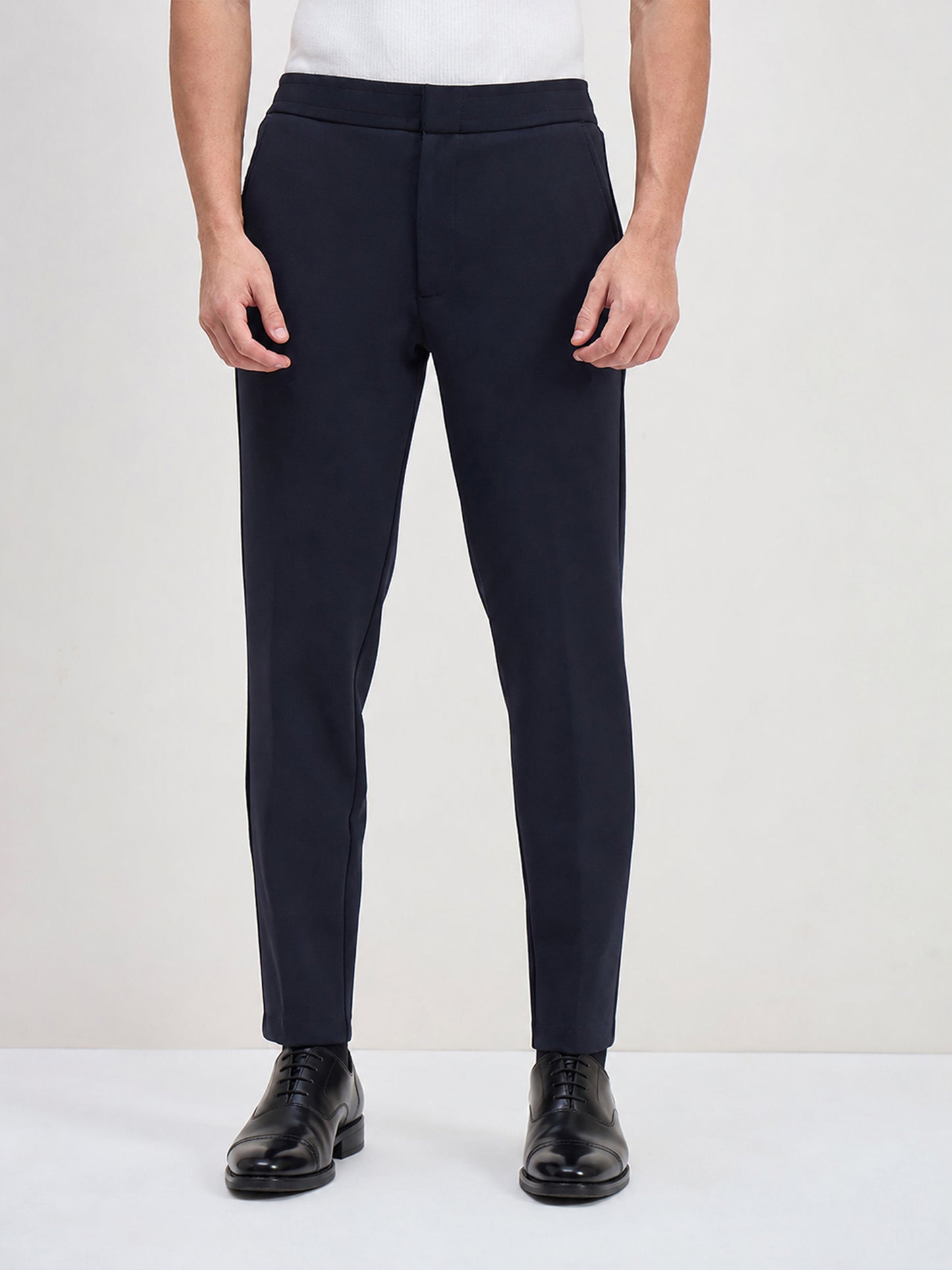 ICONIC Men Navy Blue Regular Fit Trouser