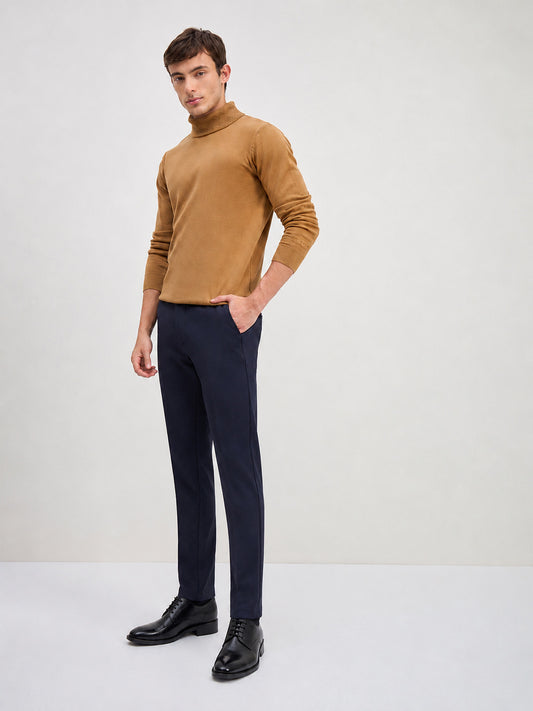 ICONIC Men Navy Blue Regular Fit Trouser