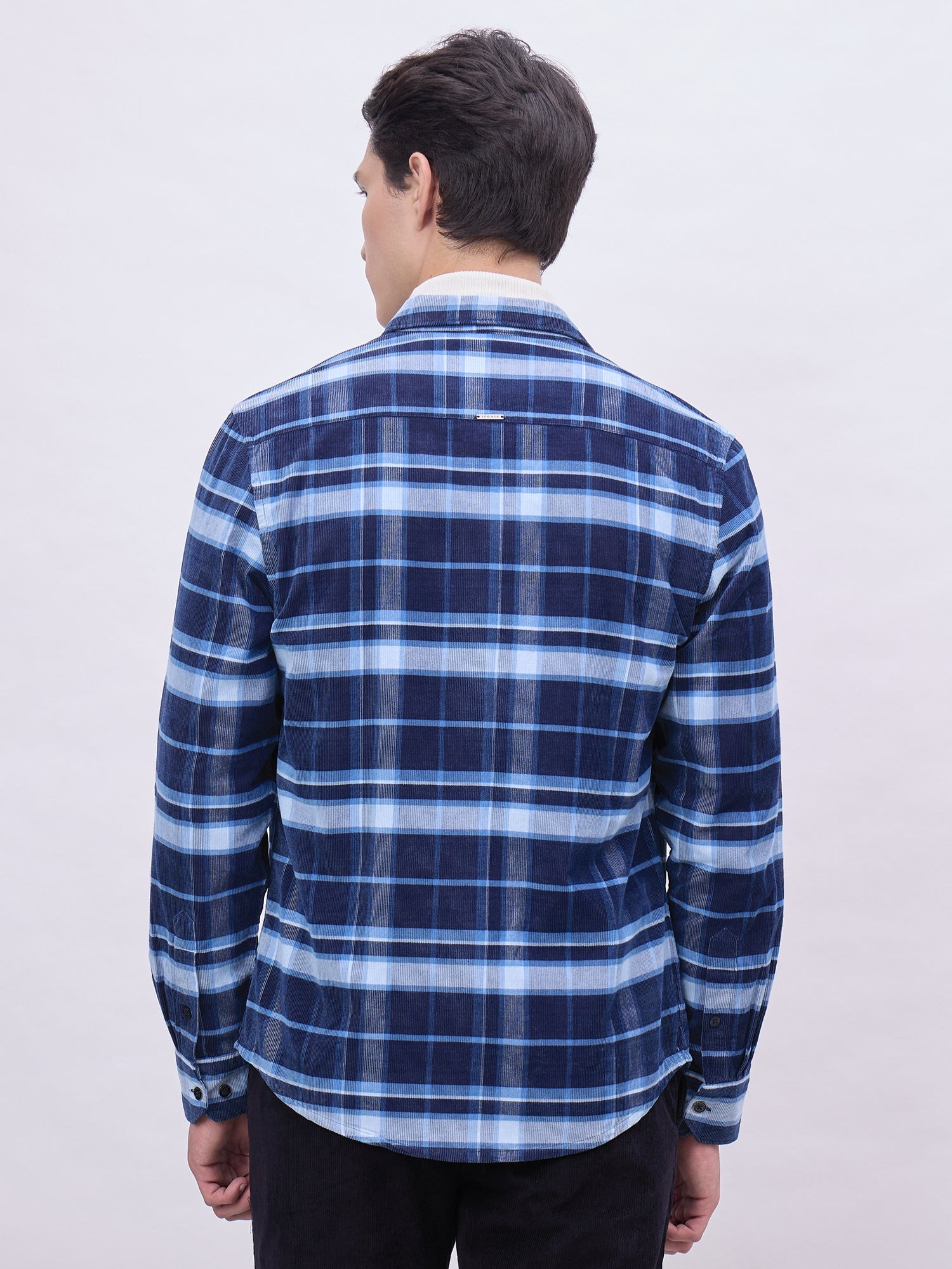 Iconic Men Blue Checks Collar Shirt