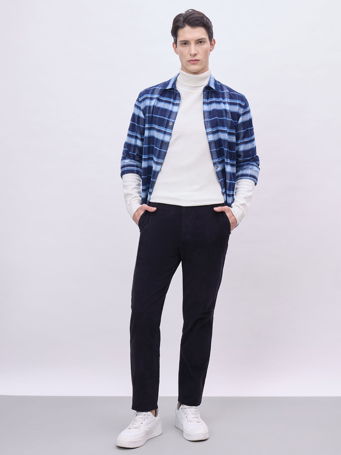 Iconic Men Blue Checks Collar Shirt