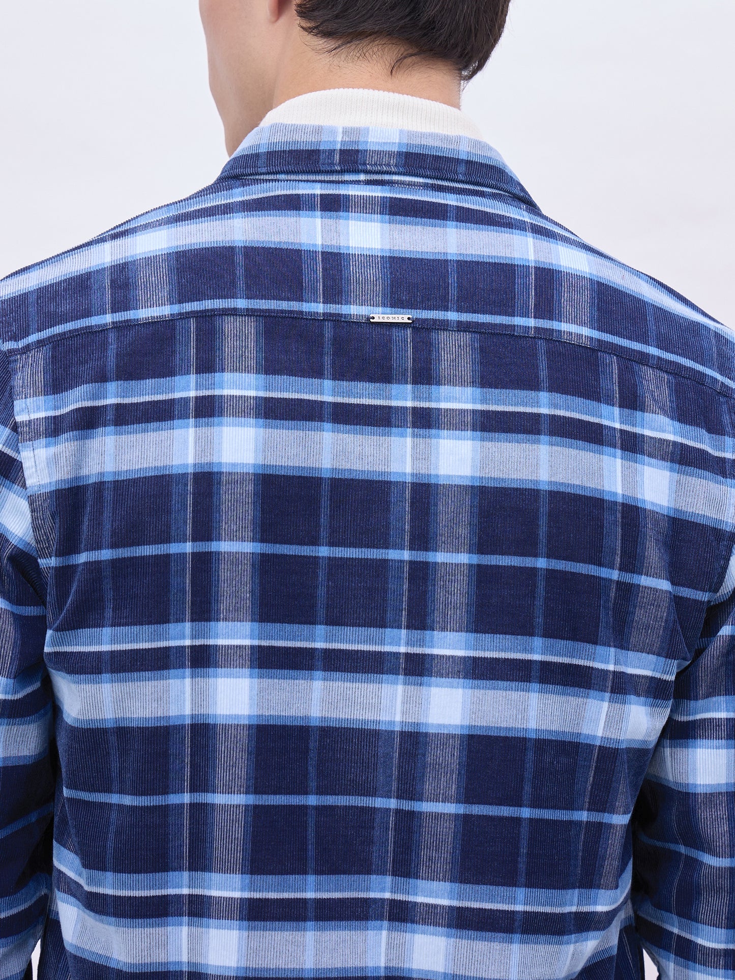 Iconic Men Blue Checks Collar Shirt
