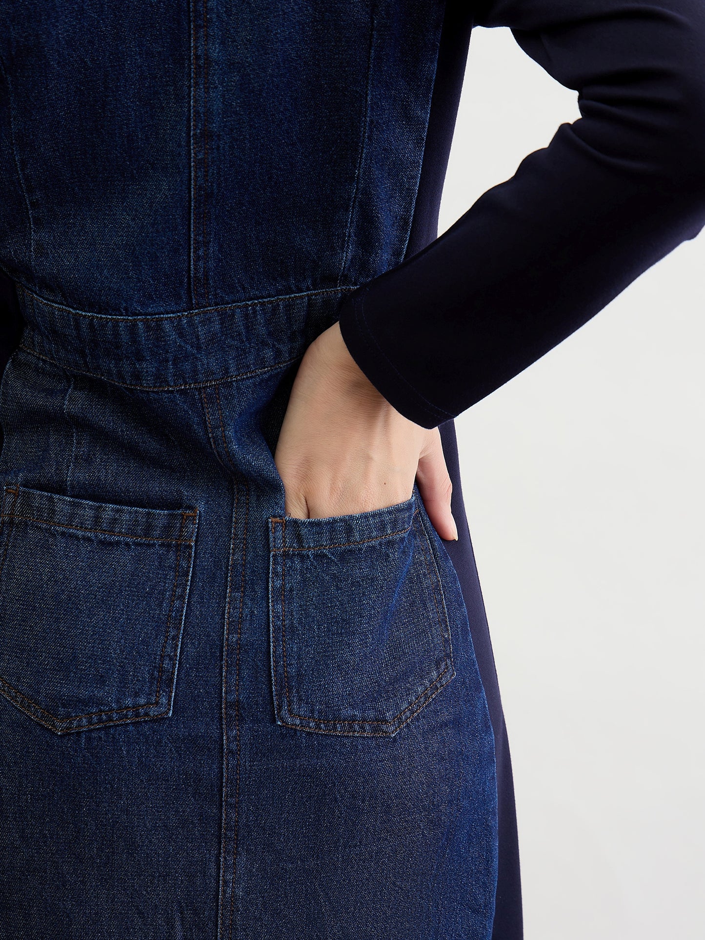 Iconic Women Blue Solid Collar Dress