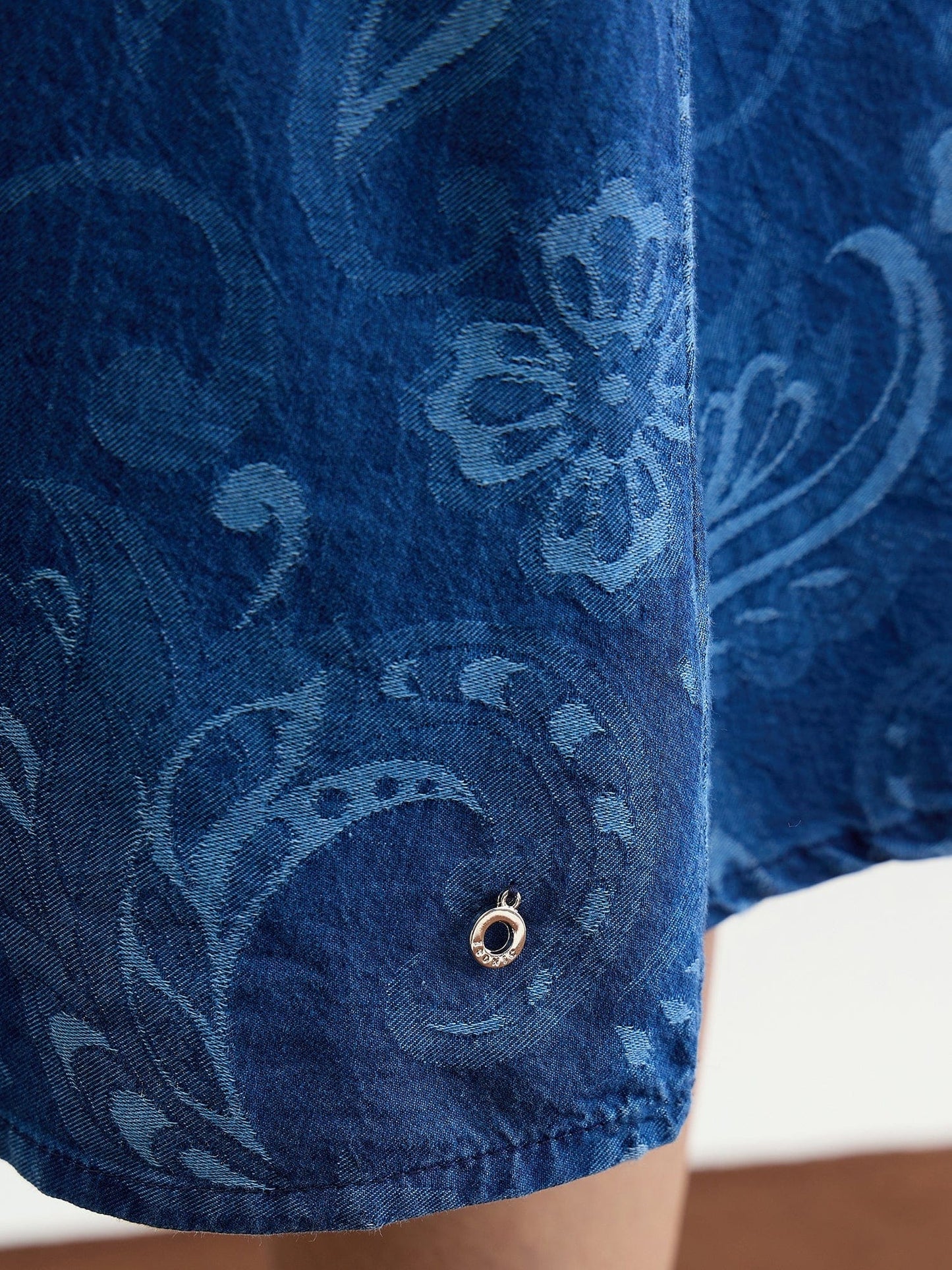 Iconic Women Blue Jacquard Collar Dress