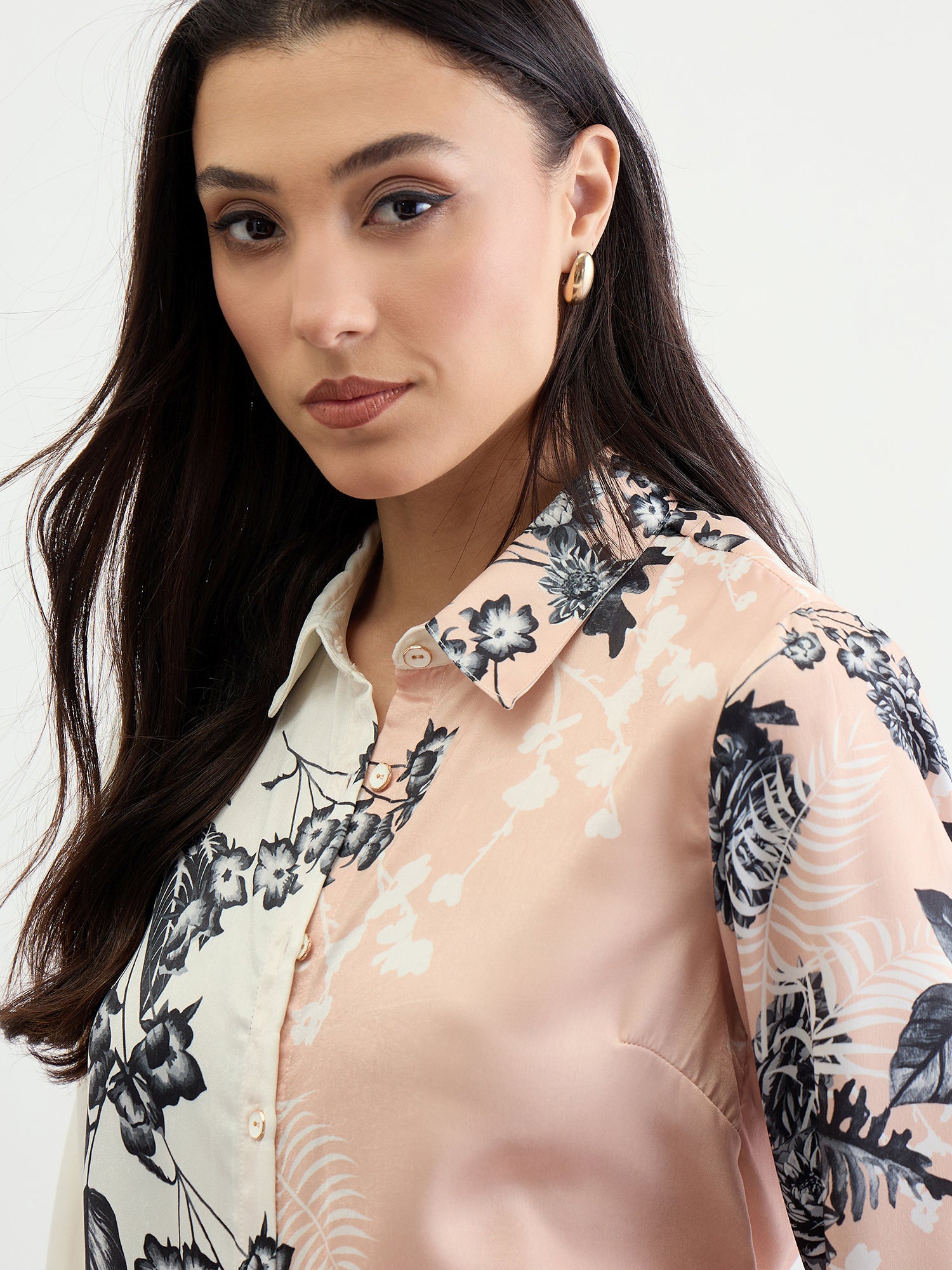 Iconic Women Pink Solid Collar Shirt