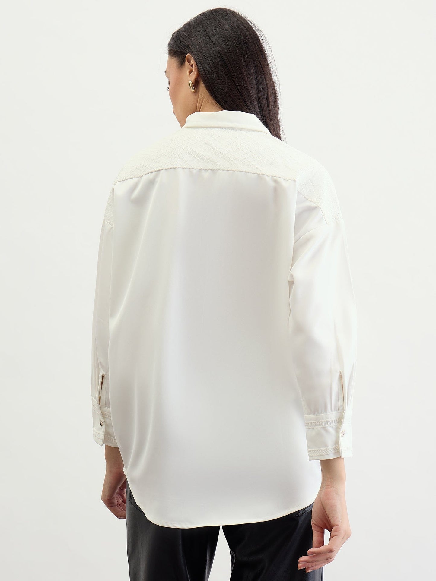 Iconic Women White Solid Collar Shirt