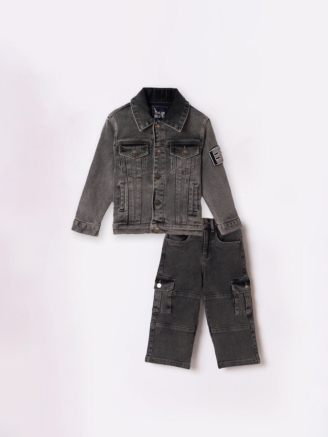Blue Giraffe Boys Black Notched Lapel Jacket