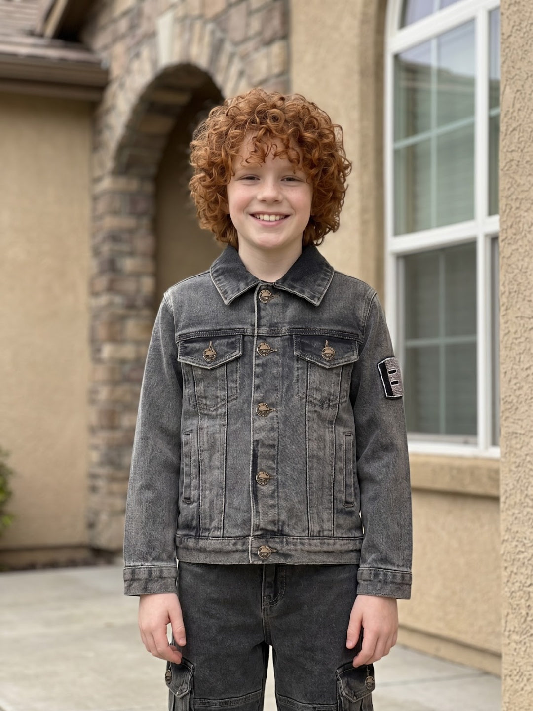Blue Giraffe Boys Black Notched Lapel Jacket