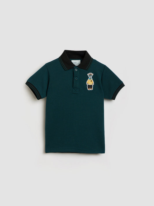 Blue Giraffe Boys Green Knitted Polo Tshirt