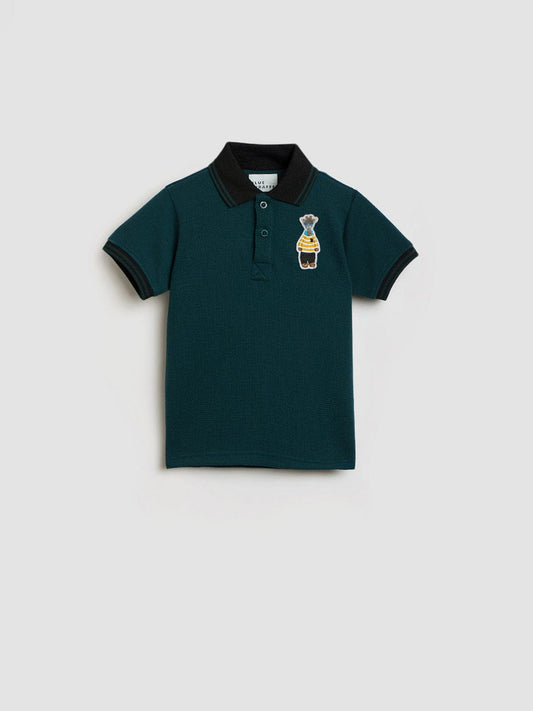 Blue Giraffe Boys Green Knitted Polo Tshirt