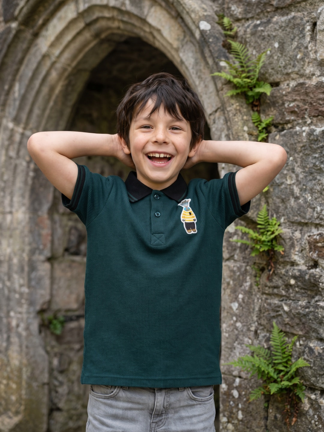 Blue Giraffe Boys Green Knitted Polo Tshirt