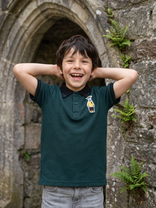 Blue Giraffe Boys Green Knitted Polo Tshirt