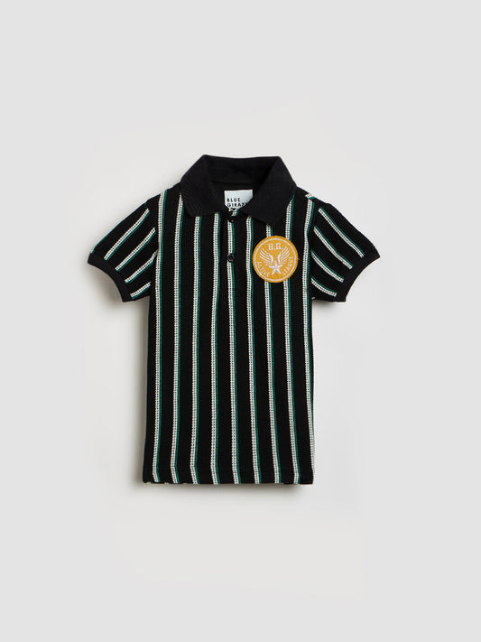 Blue Giraffe Boys Multicolor Striped Polo Tshirt