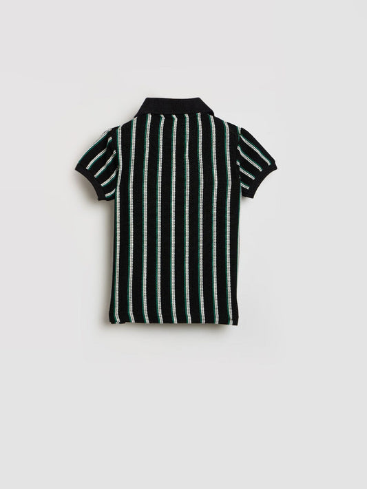 Blue Giraffe Boys Multicolor Striped Polo Tshirt