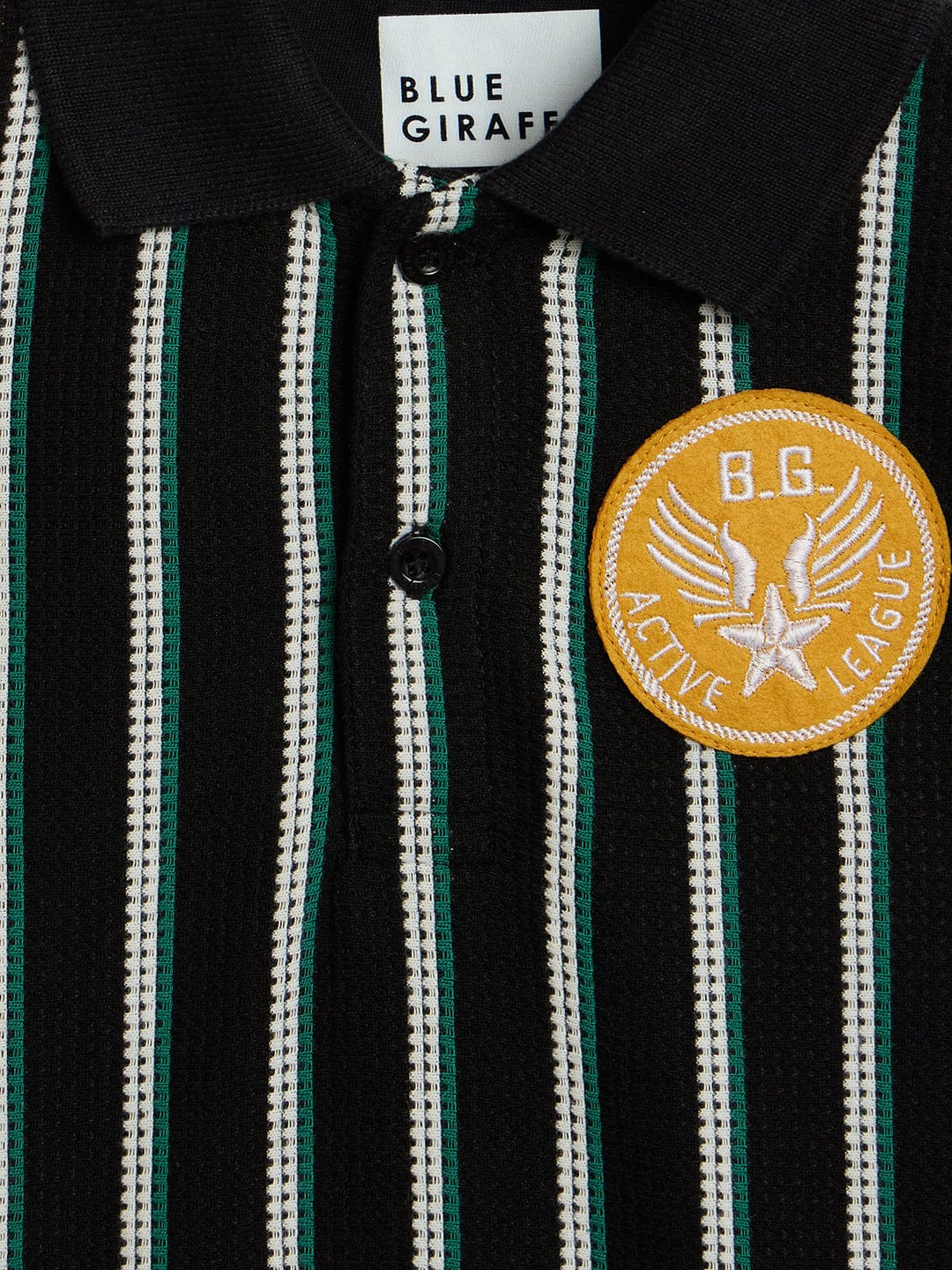 Blue Giraffe Boys Multicolor Striped Polo Tshirt