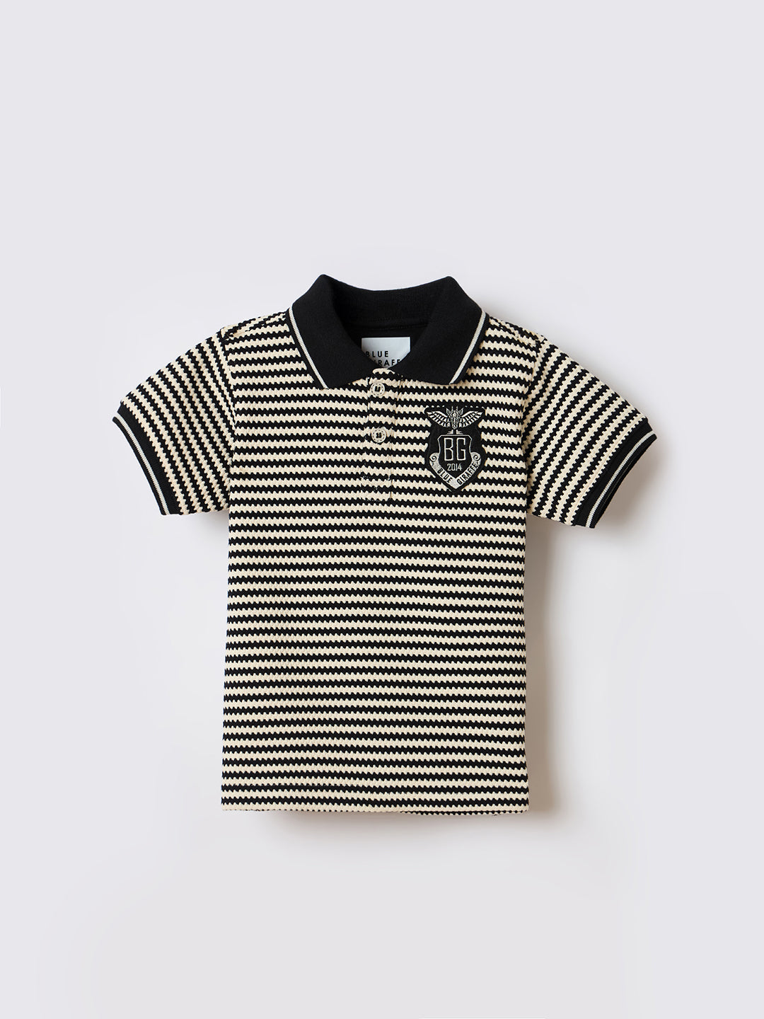 Blue Giraffe Boys Black Striped Polo Tshirt
